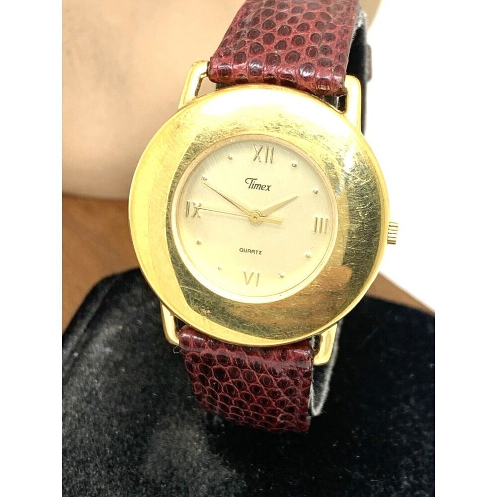 Timex Women's Watch Vintage Quartz Gold Leather Band 33mm